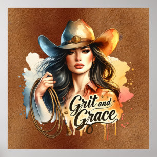 Westerne cowgirl grit grace poster