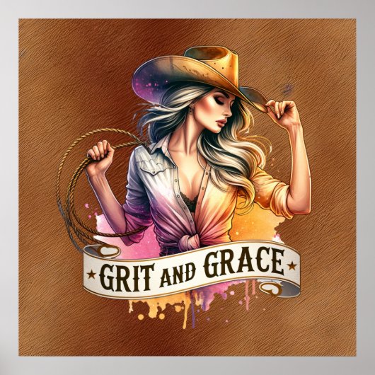 Westerne cowgirl grit grace poster (Voorkant)