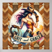 Westerne cowgirl grit grace poster (Voorkant)