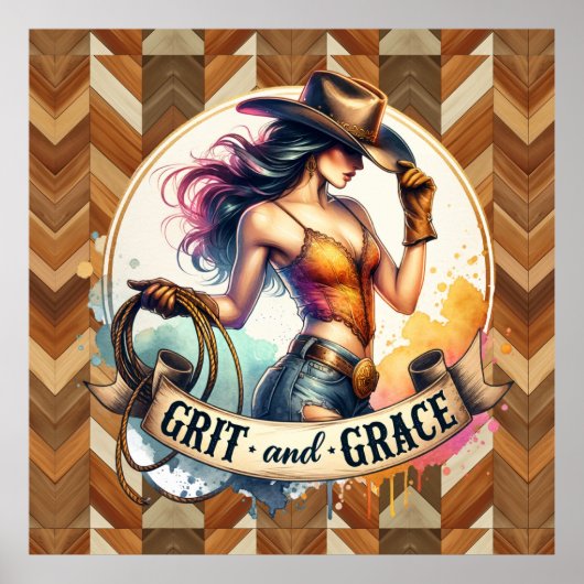Westerne cowgirl grit grace poster (Voorkant)
