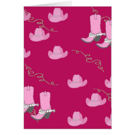 Westerne Cowgirl-kaart met roze Petten en laarzen