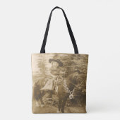 Westerne Cowgirl Kind op Horse Canvas tas (Achterkant)