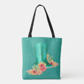 Westerne Cowgirl laarzen en bloemetjes met achterg Tote Bag (Achterkant)