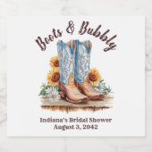 Westerne Cowgirl laarzen en bubbelige douche Sparkling Wijnetiket (Enkel label)