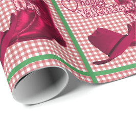 Westerne Cowgirl laarzen en Pet Valentijnse op de Cadeaupapier