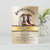 Westerne cowgirl laarzen goud zwart bubbly chic kaart (Staand voorkant)