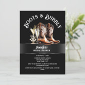 Westerne cowgirl laarzen zwart wit bubbly chic kaart (Staand voorkant)