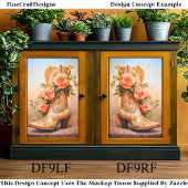 Westerne Cowgirl Mode Boot Rozen DF9LF Decoupage Tissuepapier