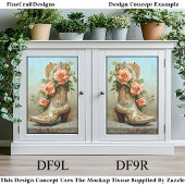 Westerne Cowgirl Mode Boot Rozen DF9R Decoupage Tissuepapier