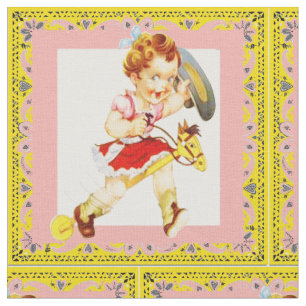 Westerne cowgirl op de trim van Stick Horse Bandan Stof