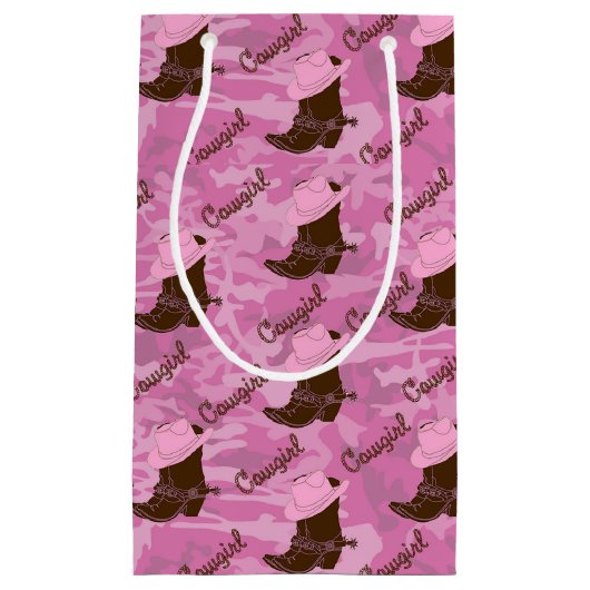 Westerne Cowgirl Pet en Boots Print Cadezak Klein Cadeauzakje (Voorkant)