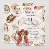 Westerne Cowgirl Petten Rood Haar Verjaardag Kaart (Voorkant / Achterkant)