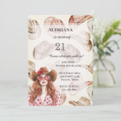 Westerne Cowgirl Petten Rood Haar Verjaardag Kaart (Staand voorkant)