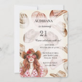 Westerne Cowgirl Petten Rood Haar Verjaardag Kaart (Voorkant)