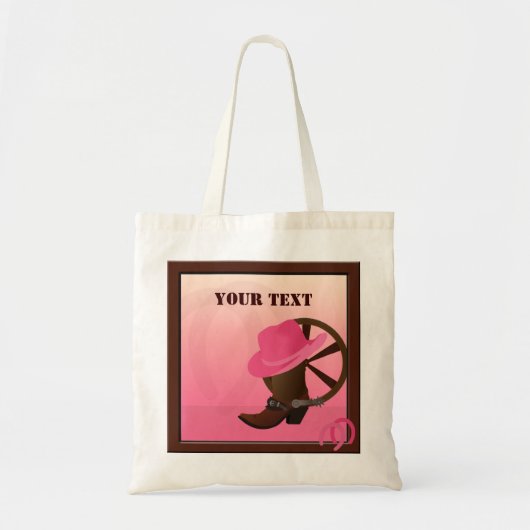 Westerne Cowgirl Pink Canvas tas (Voorkant)