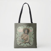  Westerne Cowgirl Portret met Border Tote Bag (Voorkant)