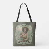  Westerne Cowgirl Portret met Border Tote Bag (Achterkant)