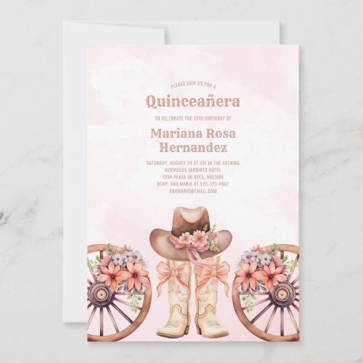 Westerne Cowgirl Quinceanera verjaardagsfeestje Kaart (Voorkant)