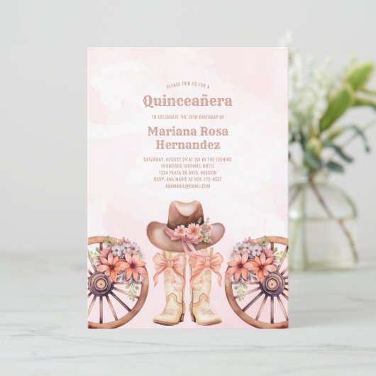 Westerne Cowgirl Quinceanera verjaardagsfeestje Kaart (Staand voorkant)