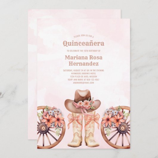 Westerne Cowgirl Quinceanera verjaardagsfeestje Kaart (Voorkant / Achterkant)