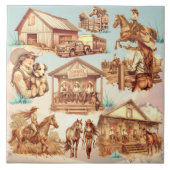 Westerne Cowgirl Ranch Horse Scènes Tegeltje (Voorkant)