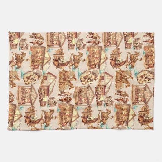 Westerne Cowgirl Ranch Horse Scènes Theedoek (Horizontaal)