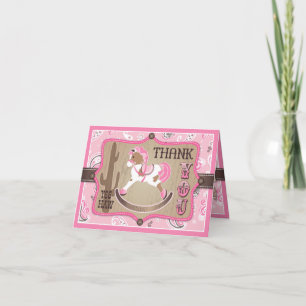 Westerne Cowgirl Rocking Horse Bandanna Dank je Bedankkaart