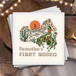Westerne Cowgirl Rodeo 1e verjaardag servetten
