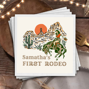 Westerne Cowgirl Rodeo 1e verjaardag servetten