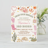 Westerne Cowgirl Rodeo Verjaardagsfeestuitnodiging Kaart (Staand voorkant)