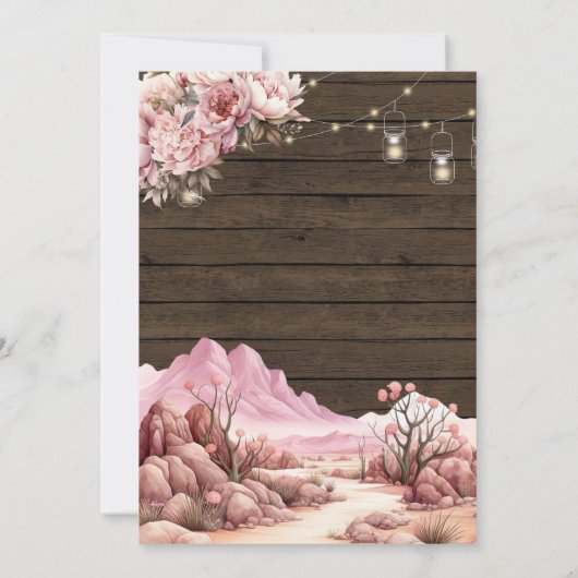 Westerne Cowgirl Roze Bloemen Hout Sweet 16 Verjaa Kaart (Achterkant)