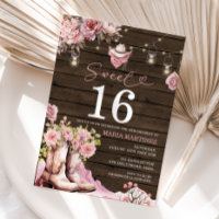 Westerne Cowgirl Roze Bloemen Hout Sweet 16 Verjaa