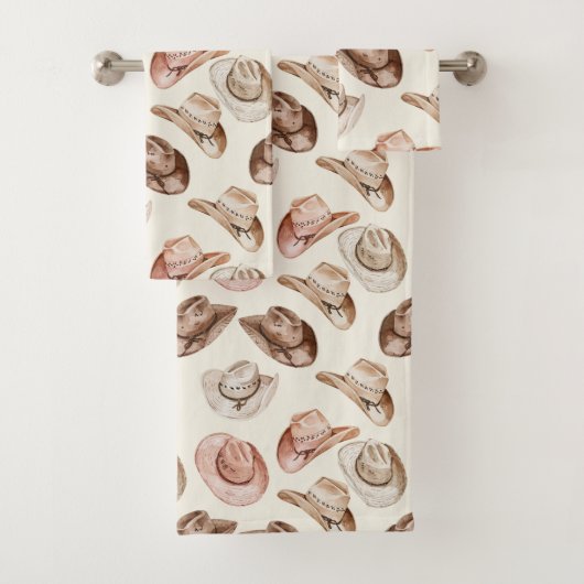 Westerne Cowgirl Roze Bruine Petten Bad Handdoek (Insitu)