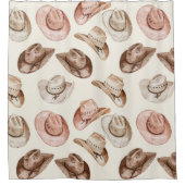 Westerne Cowgirl Roze Bruine Petten Douchegordijn (Voorkant)