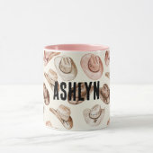 Westerne Cowgirl Roze Bruine Petten Mok (Midden)