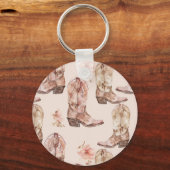 Westerne Cowgirl Roze Bruine Petten Sleutelhanger (Achterkant)
