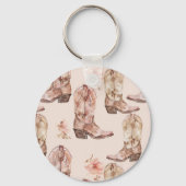 Westerne Cowgirl Roze Bruine Petten Sleutelhanger (Achterkant)