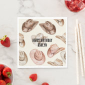 Westerne Cowgirl Roze Bruine Petten Verjaardag Servet (Insitu)