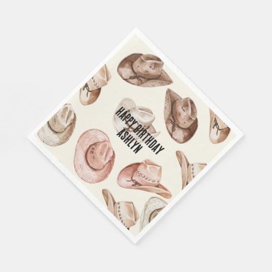 Westerne Cowgirl Roze Bruine Petten Verjaardag Servet (Hoek)