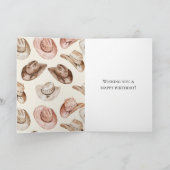 Westerne Cowgirl Roze Crème Petten Paard Verjaarda Kaart (Binnen)