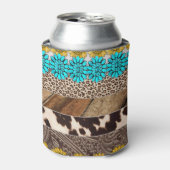 Westerne cowgirl Sublimation Faux Leather Patronen Blikjeskoeler (Blikje Voorkant)