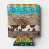 Westerne cowgirl Sublimation Faux Leather Patronen Blikjeskoeler (Achterkant)