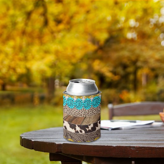 Westerne cowgirl Sublimation Faux Leather Patronen Blikjeskoeler