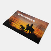 Westerne Cowgirl Sunset Horseback Door Mat (Schuin)