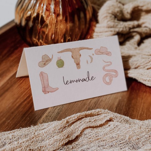 Westerne Cowgirl Theme Party Food Label Plaatskaartje