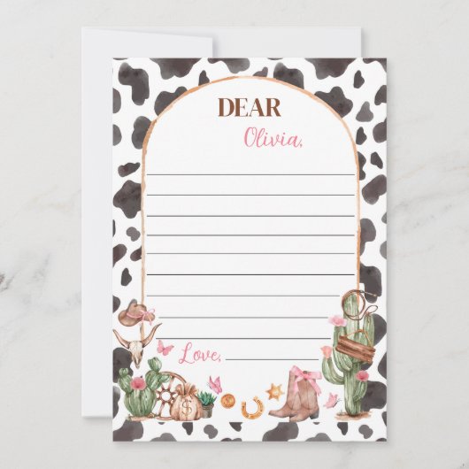 Westerne Cowgirl Time Capsule Note Bericht Kaart (Voorkant)