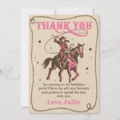 Westerne Cowgirl Verjaardagsfeestje Dank je kaart (Voorkant)