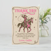 Westerne Cowgirl Verjaardagsfeestje Dank je kaart (Staand voorkant)