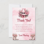 Westerne Cowgirl Verjaardagsfeestje Flat Dank u ka Bedankkaart (Voorkant)