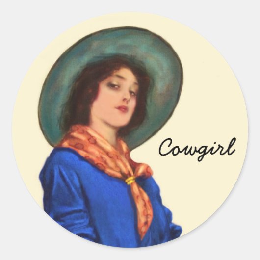 Westerne Cowgirl Vrouw Stickers (Voorkant)